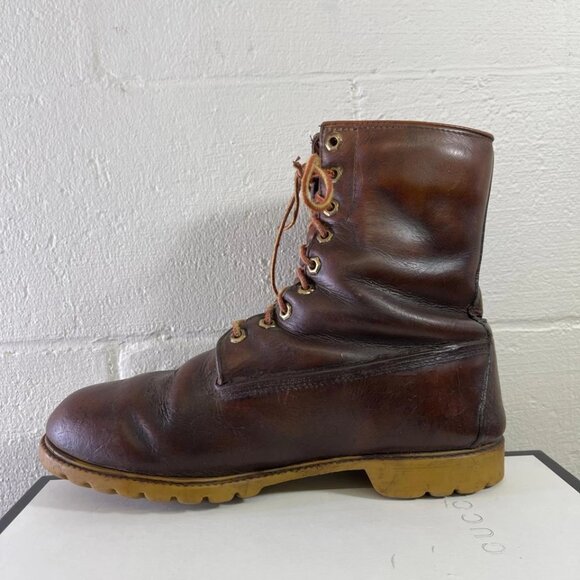 Vintage Timberland Ankle Work Boots Brown Leather Lace up Men's 10.5 Wide - Picture 5 of 14